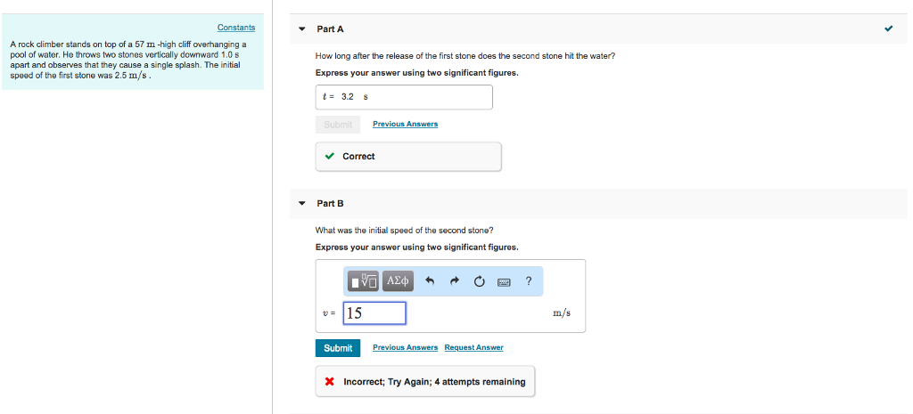 Solved Constants Part A A rock climber stands on top of a 57 | Chegg.com