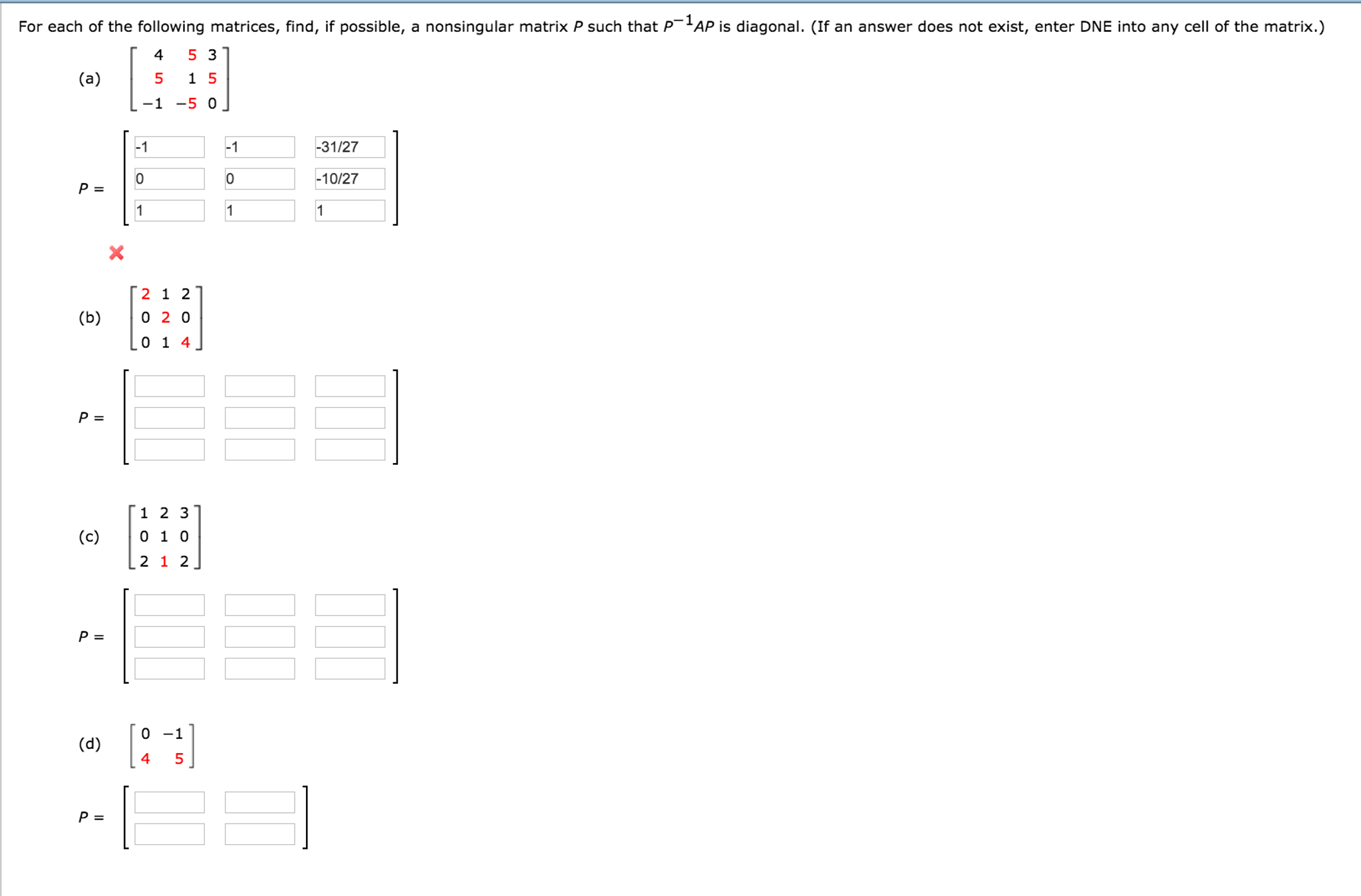 Solved For each of the following matrices, find, if | Chegg.com