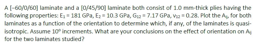 A [-60/0/60] laminate and a [0/45/90] laminate both | Chegg.com