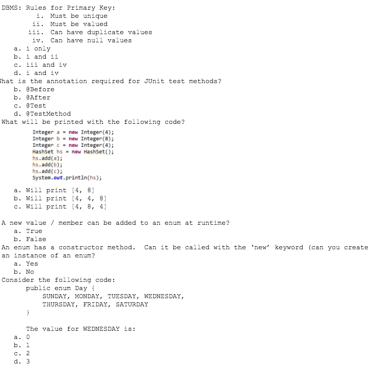 Solved DbMS: Rules for Primary Key: i. Must be unique ii. | Chegg.com