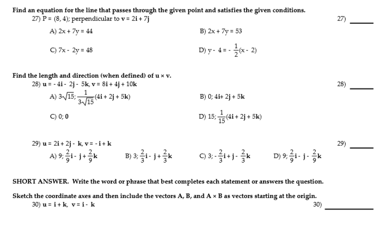 Solved Find an equation for the line that passes through the | Chegg.com