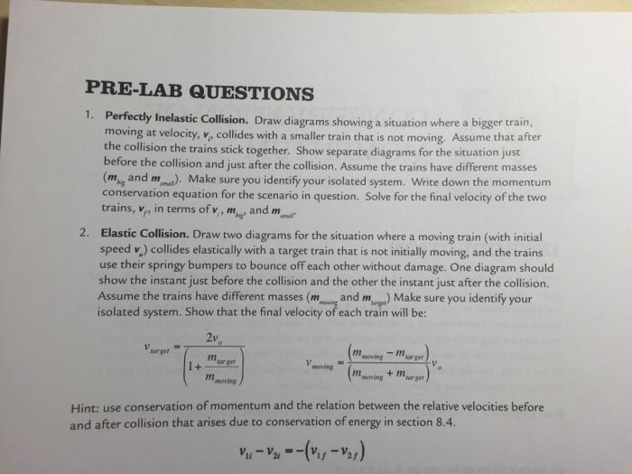 Solved Perfectly Inelastic Collision. Draw diagrams showing | Chegg.com