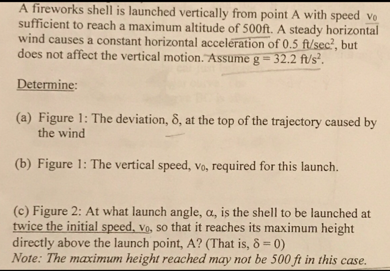 Solved A fireworks shell is launched vertically from point A | Chegg.com