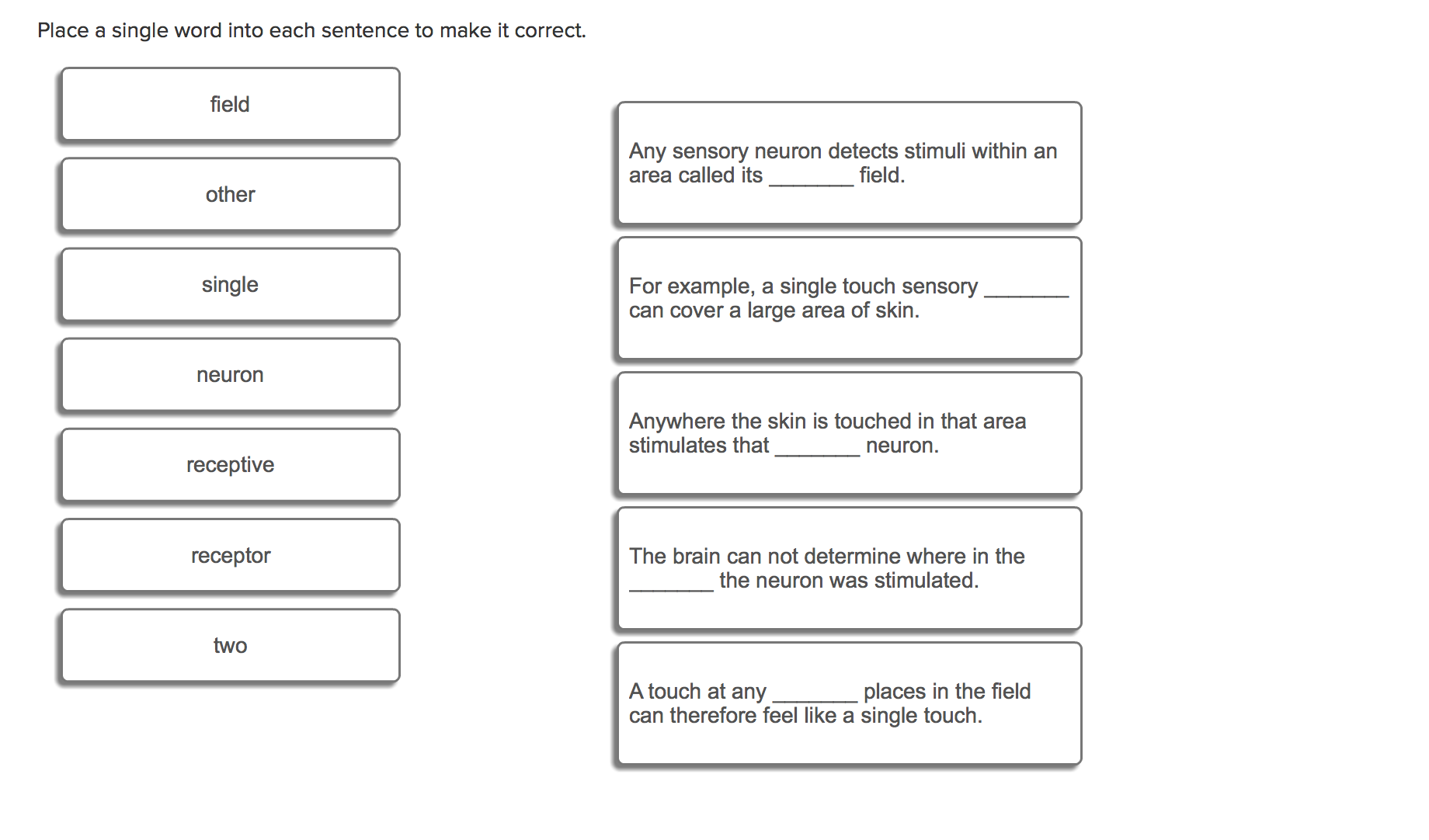 Solved Place A Single Word Into Each Sentence To Make It Chegg