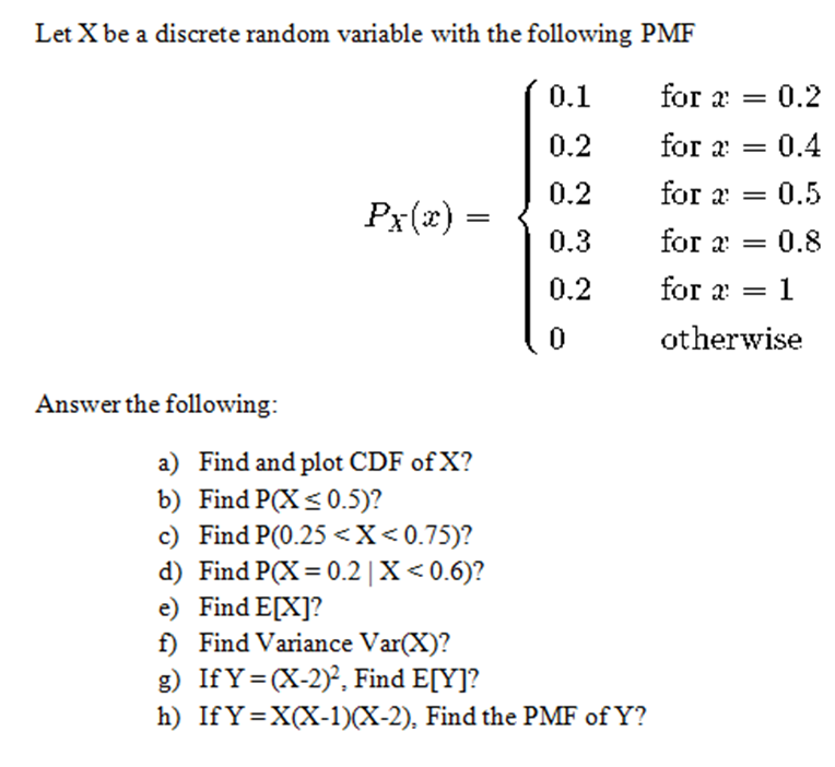 Solved Let X Be A Discrete Random Variable With The