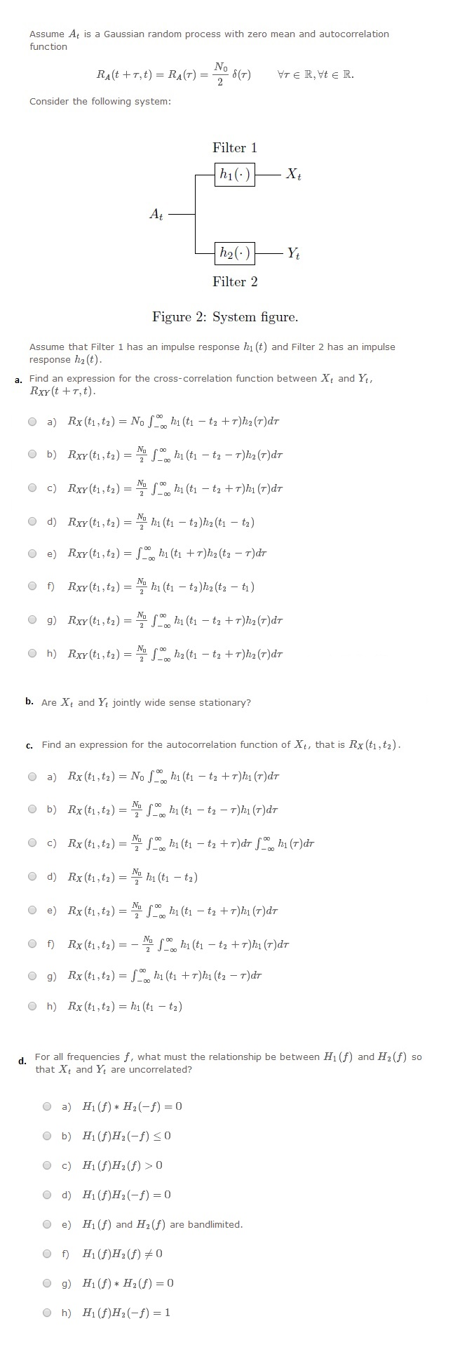 Assume At is a Gaussian random process with zero mean | Chegg.com