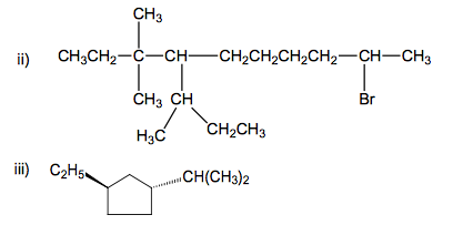 Solved CH3 i) CH3CH2-C-CH CH2CH2CH2CH2-CH-CH3 Br CH3 CH ??? | Chegg.com