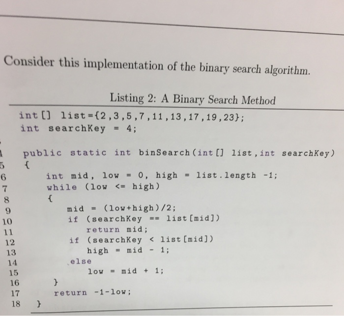 Solved Consider This Implementation Of The Binary Search | Chegg.com