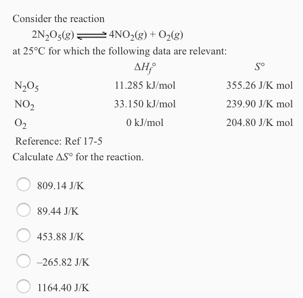 Solved Consider the reaction 2N_2O_5(g) 4NO_2(g) + O_2(g) | Chegg.com