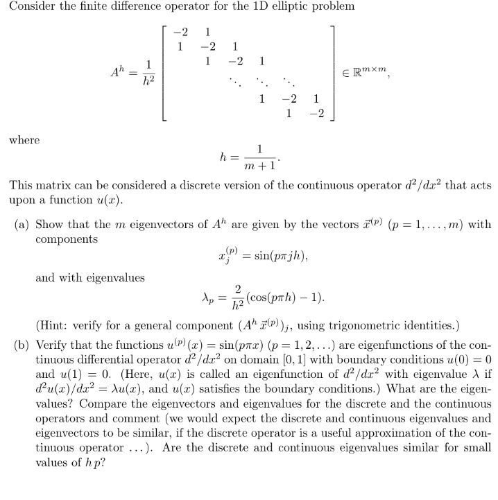 Consider the finite difference operator for the 1D | Chegg.com