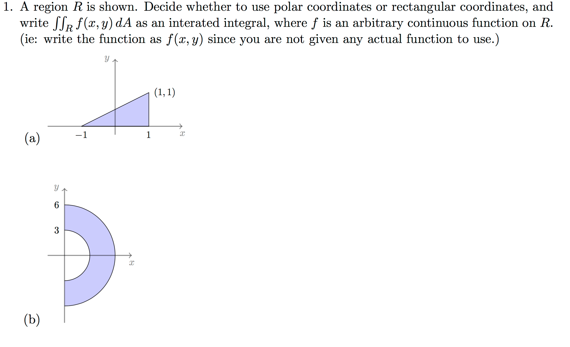 Solved A region R is shown. Decide whether to use polar | Chegg.com