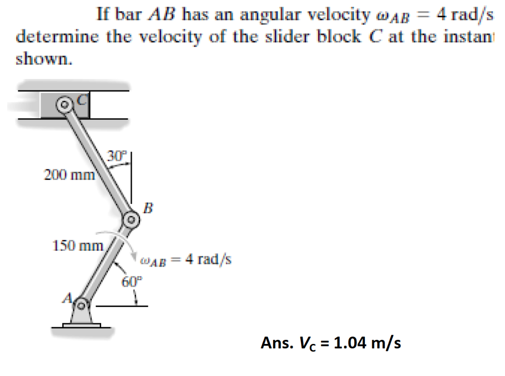 Solved If bar AB has an angular velocity omega_AB = 4 rad/s