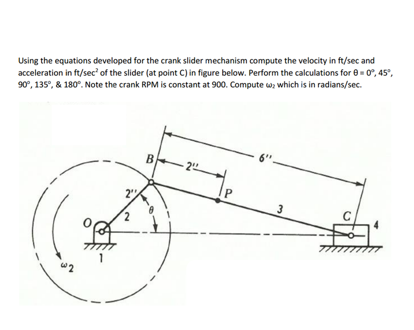 Solved Using the equations developed for the crank slider | Chegg.com