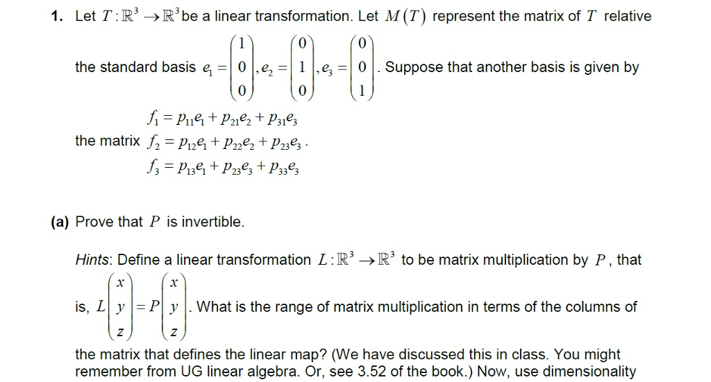 Solved 1. Let T: R3 R be a linear transformation. Let M (T) | Chegg.com