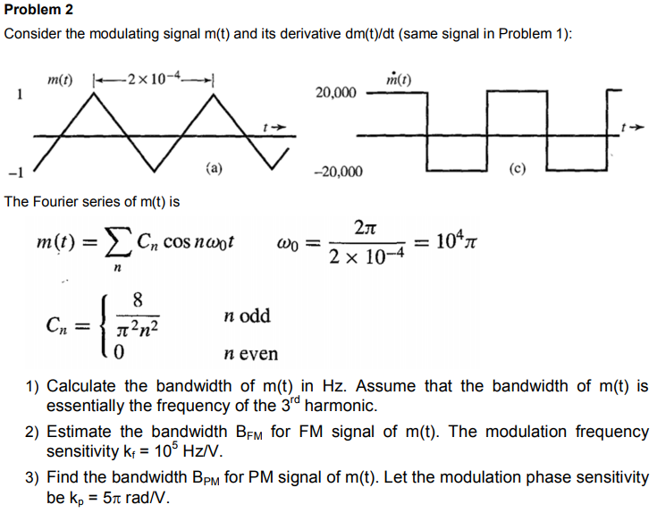 Solved Problem 2 Consider The Modulating Signal M T And Its