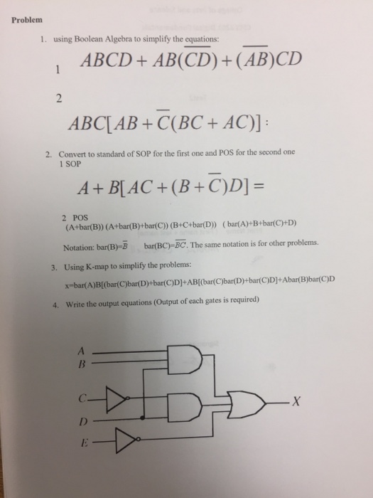 Solved Using Boolean Algebra To Simplify The Equations: ABCD | Chegg.com