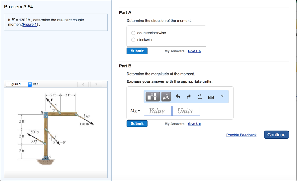 Solved Problem 3.64 Part A If F 130 lb, determine the | Chegg.com