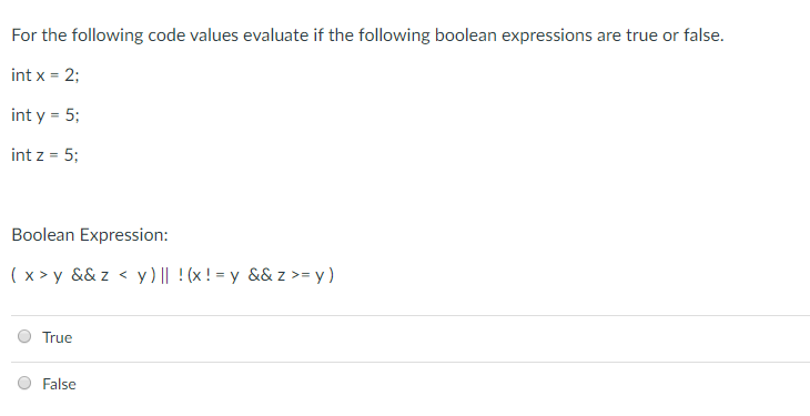 Solved For the following code values evaluate if the | Chegg.com