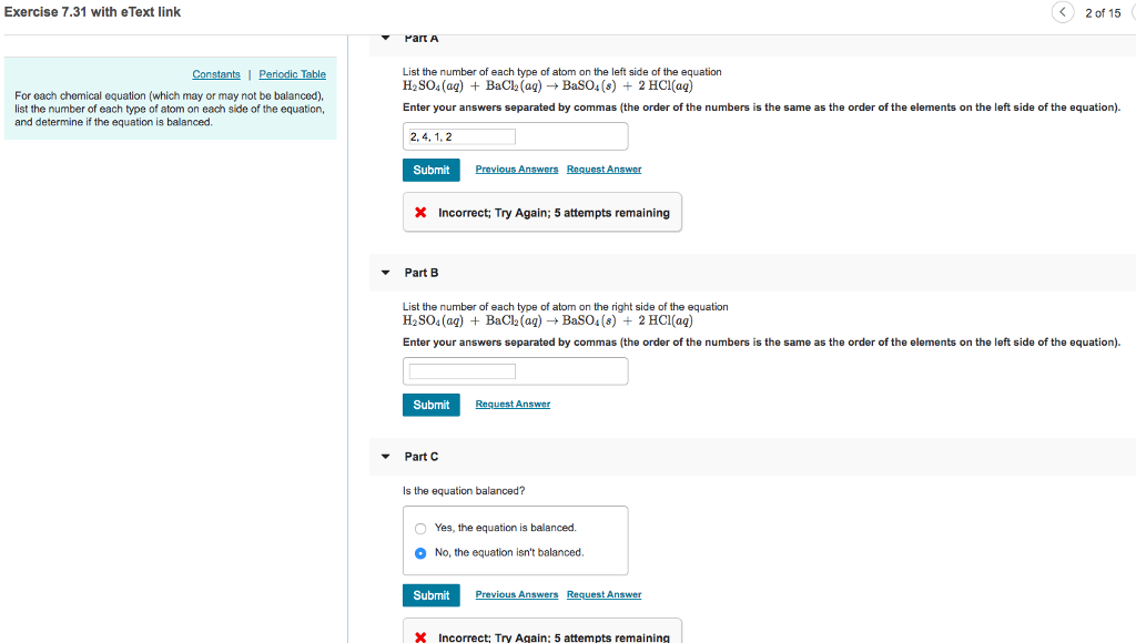 Solved Exercise 7.31 with eText link 2 of 15 Part A List the | Chegg.com