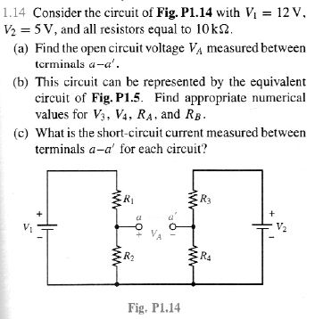 Solved Consider the circuit of Fig. P1. 14 with V1 = 12V, V2 | Chegg.com