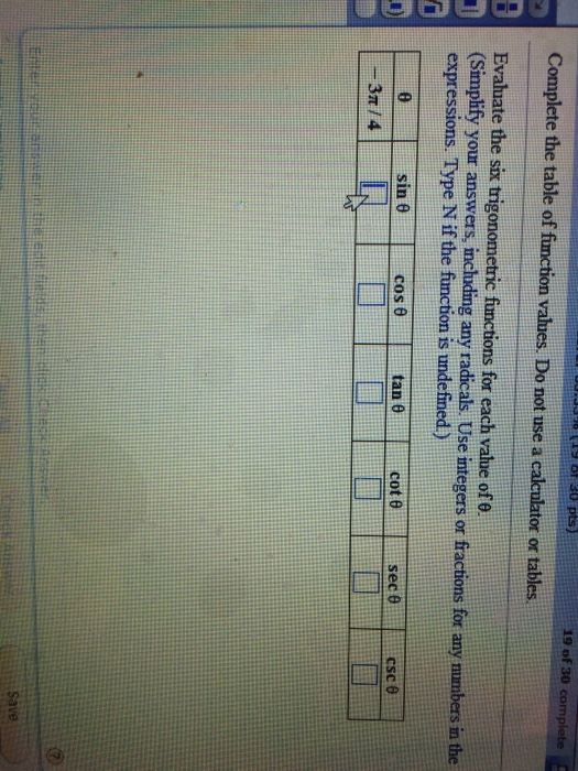 Solved Evaluate the six trigonometric functions for each | Chegg.com