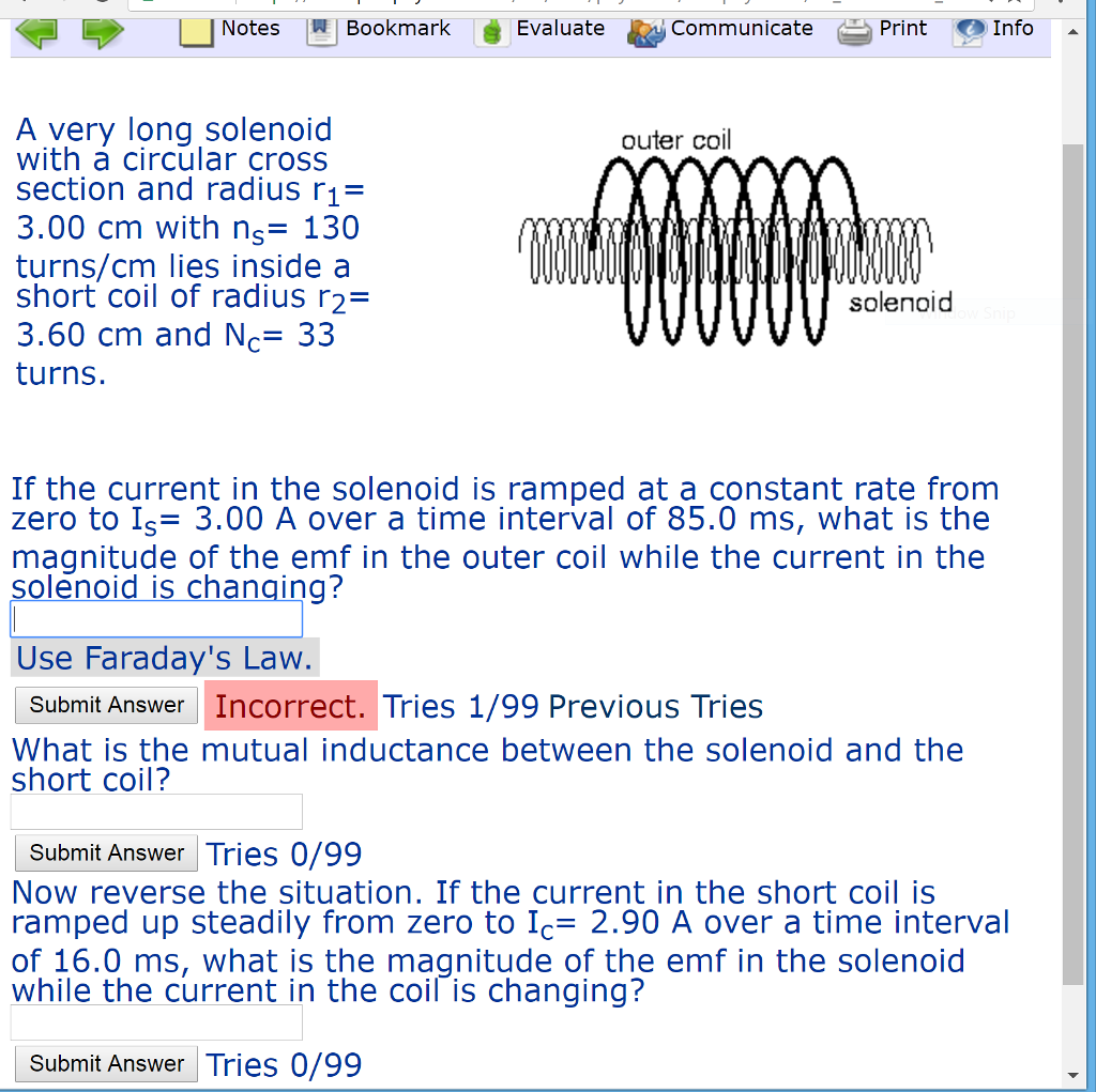 Solved A very long solenoid outer coil with a circular cross | Chegg.com