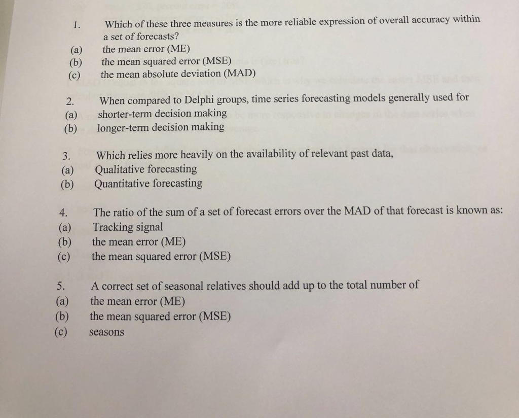 Solved Which of these three measures is the more reliable