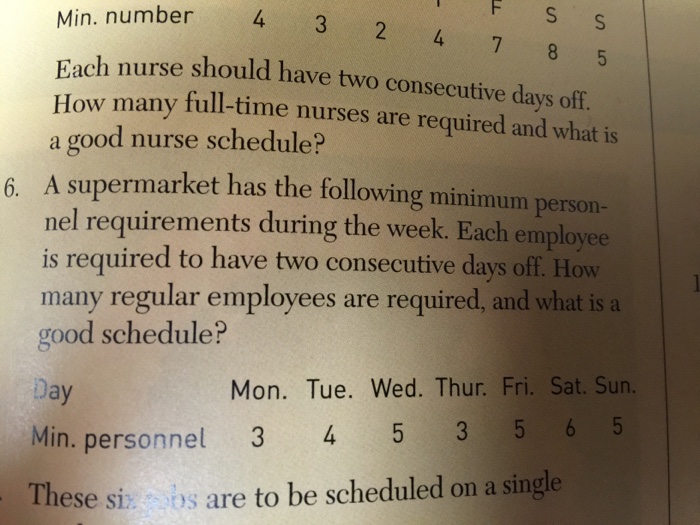 Solved Each nurse should have have two consecutive days off.