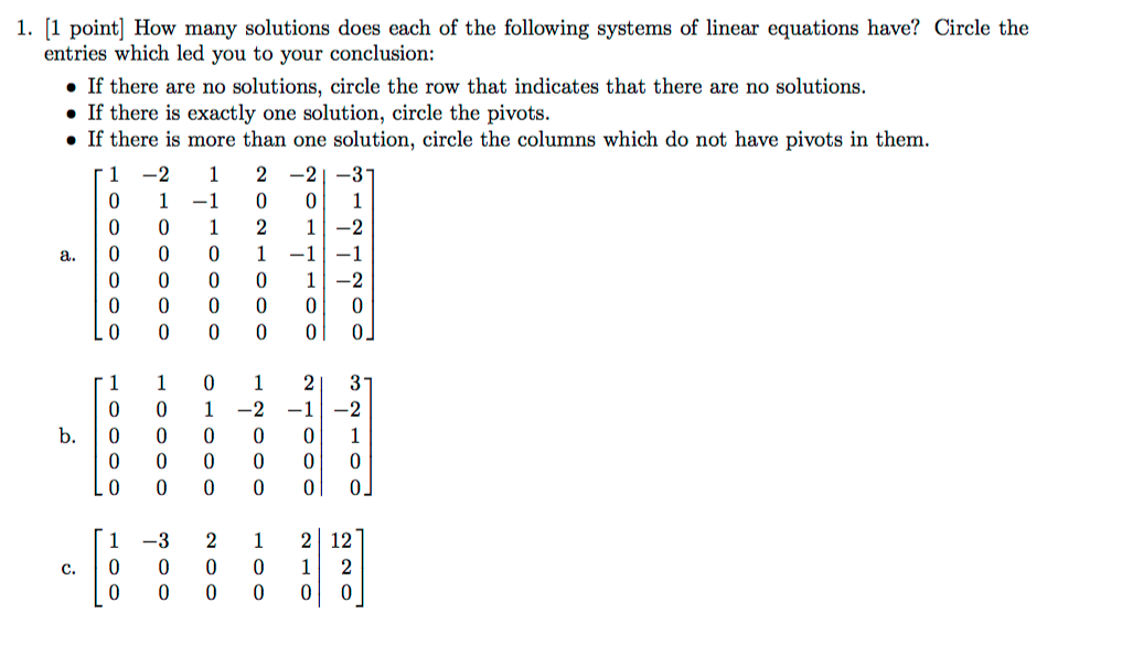 Solved How Many Solutions Does Each Of The Following Systems Chegg