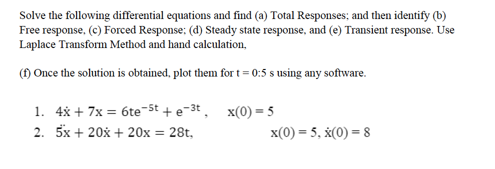 Solved Solve the following differential equations and find | Chegg.com