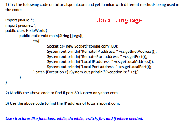 Solved Try the following code on tutorialspoint.com and get | Chegg.com