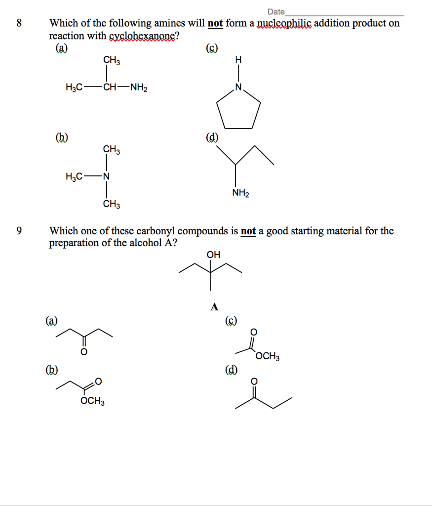 Date 7 Which compound corresponds to the following | Chegg.com