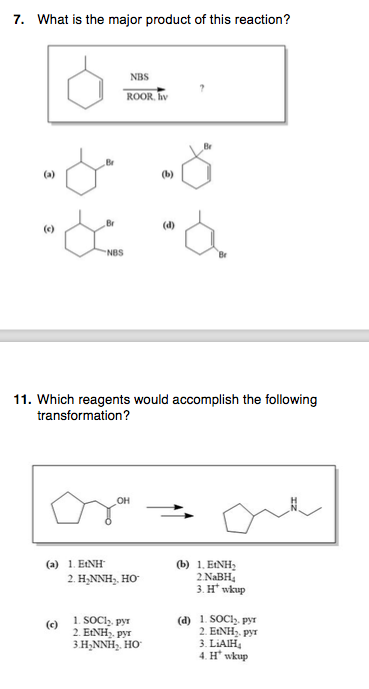 Solved 7. What is the major product of this reaction? NBS | Chegg.com