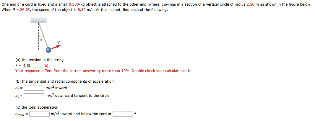 Solved One end of a cord is fixed and a small 0.380-kg | Chegg.com