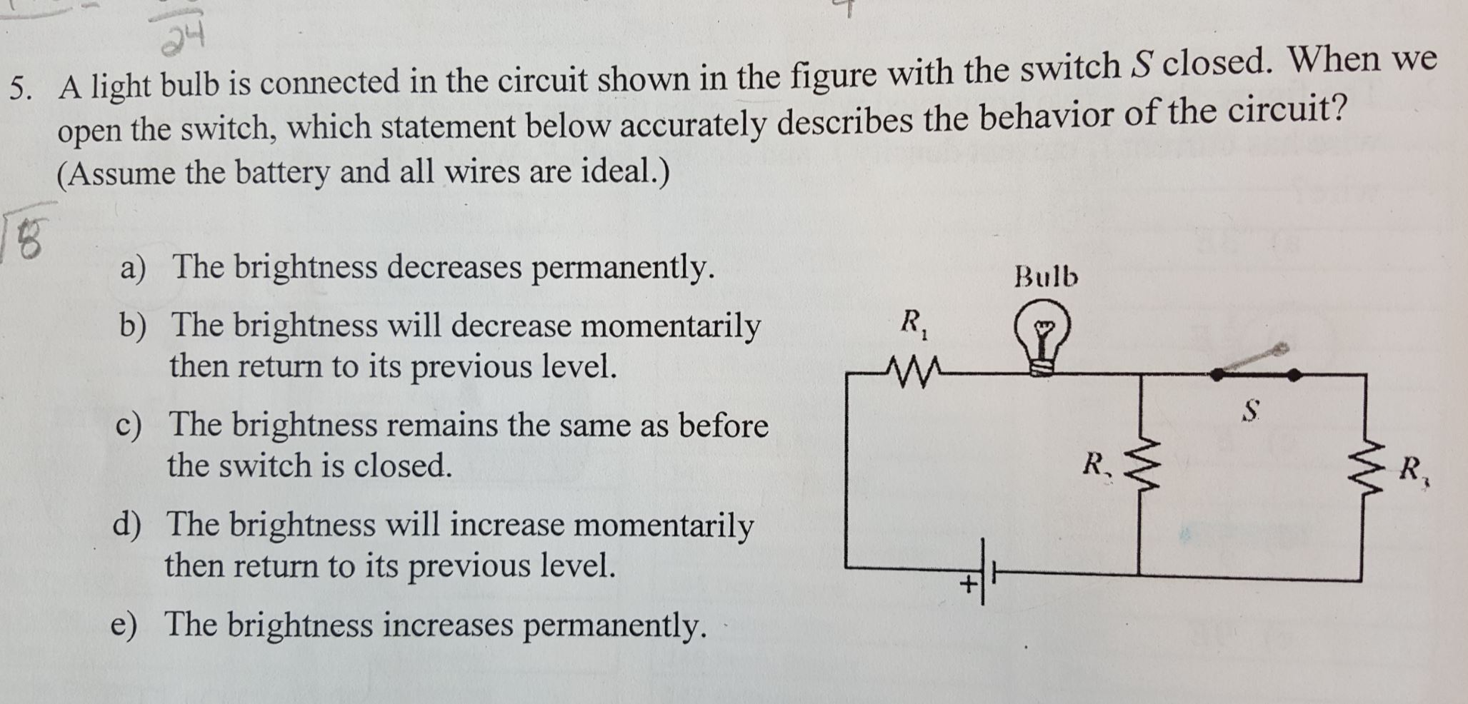 Solved A Light Bulb Is Connected In The Circuit Shown In The | Chegg.com