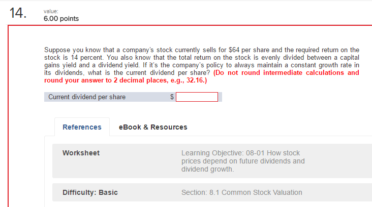 Solved Suppose you know that a company's stock currently | Chegg.com