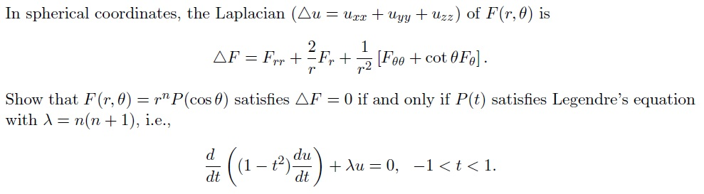 Solved In spherical coordinates, the Laplacian (delta u = | Chegg.com