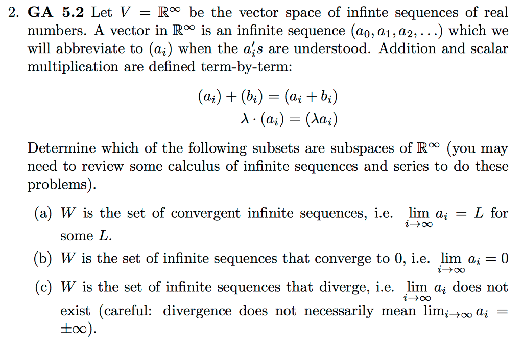 the vector space of infinite sequences of real numbers