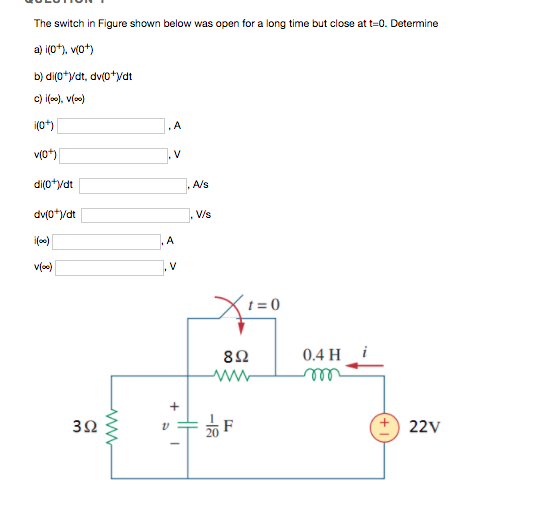 Solved The switch in Figure shown below was open for a long | Chegg.com