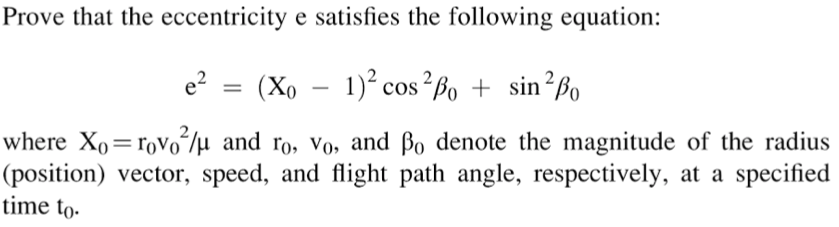 Prove that the eccentricity e satisfies the following | Chegg.com