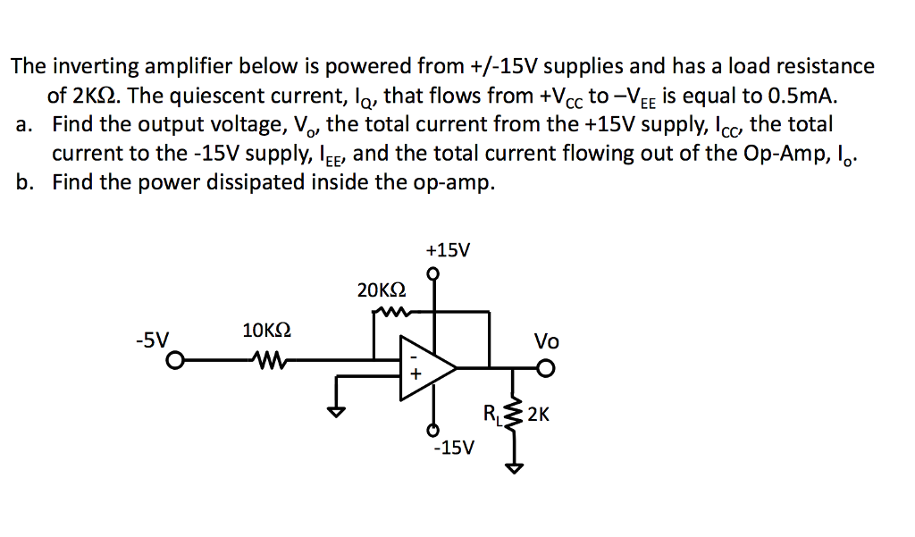 Solved The inverting amplifier below is powered from +/15V