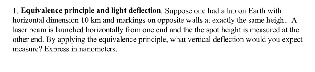 Solved 1. Equivalence Principle And Light Deflection. | Chegg.com