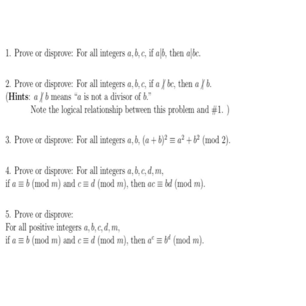 Solved Prove Or Disprove: For All Integers A, B, C, If A|b, | Chegg.com