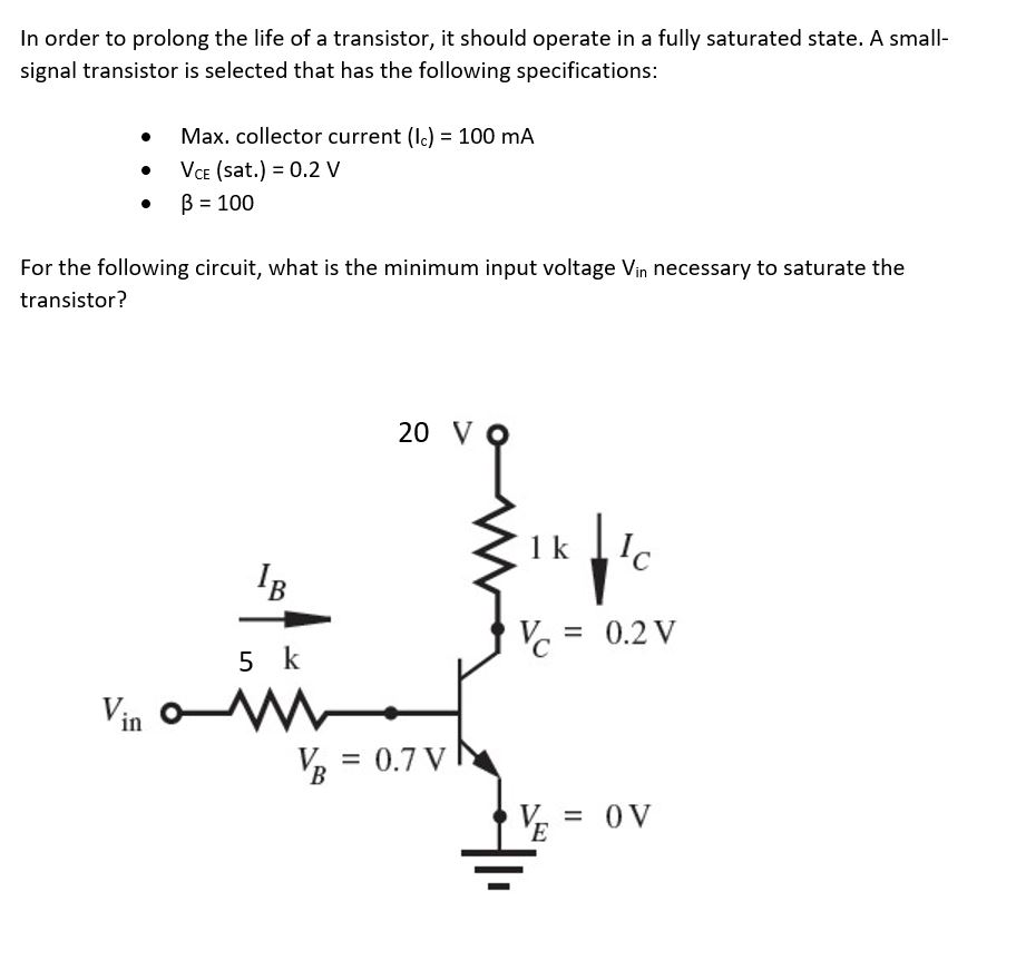 Solved In order to prolong the life of a transistor, it | Chegg.com