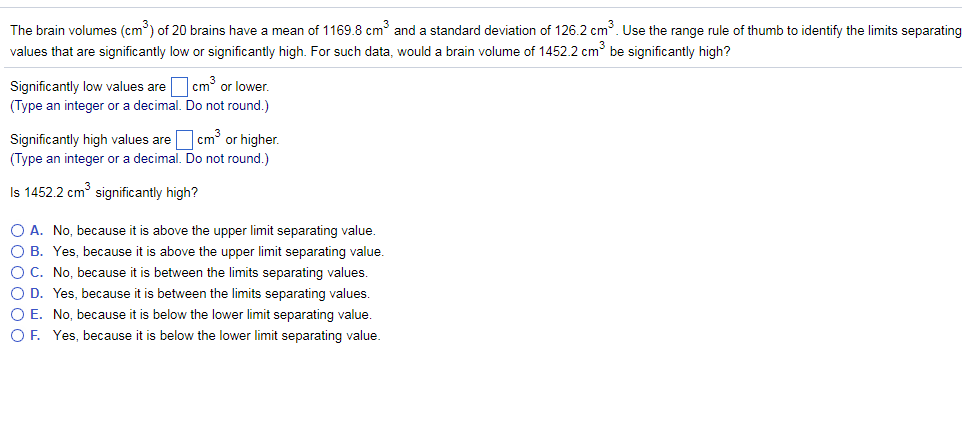 solved-the-brain-volumes-cm3-of-20-brains-have-a-mean-of-chegg