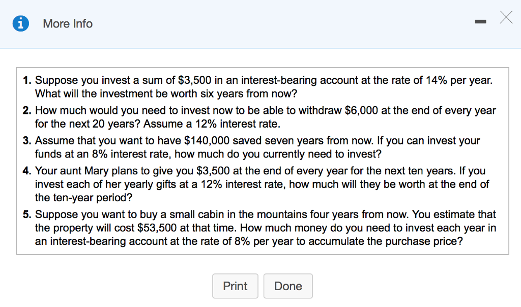 Solved More Info 1. Suppose you invest a sum of $3,500 in an | Chegg.com