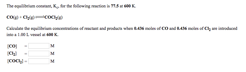 Solved The Equilibrium Constant Kc For The Following Chegg Solved The Equilibrium Constant Kc For The Following Chegg