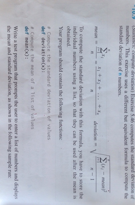 Solved Computes the standard deviation of numbers. This | Chegg.com