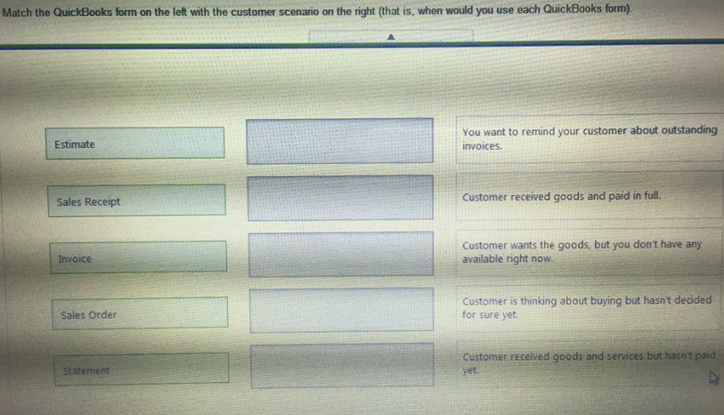 Solved Match The Quickbooks Form On The Left With The Chegg Solved Match The Quickbooks Form On The Left With The Chegg