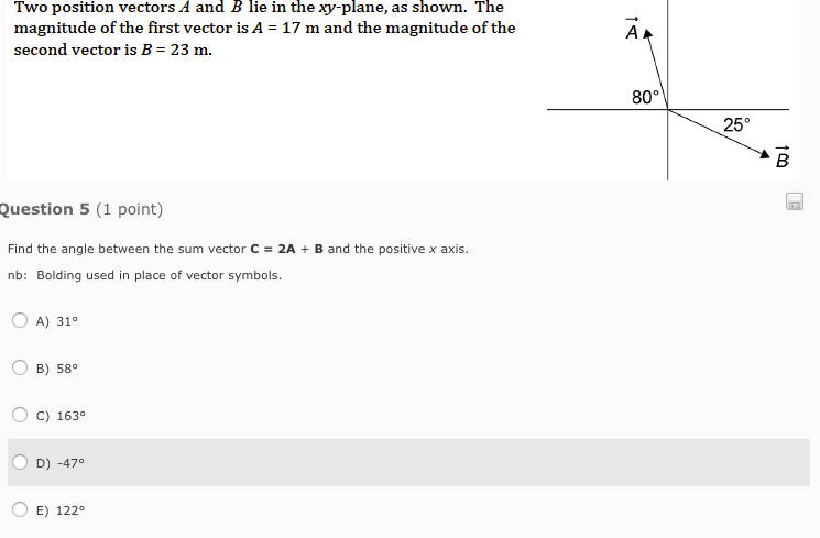 Solved Two position vectors A and B lie in the xy-plane, as | Chegg.com